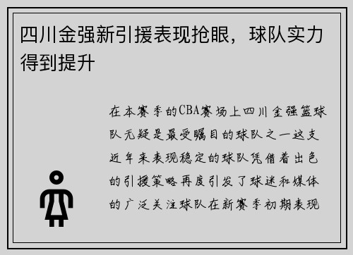 四川金强新引援表现抢眼，球队实力得到提升